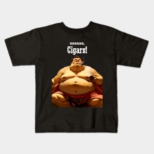 Puff Sumo: mmmmm, I Love Cigars on a dark (Knocked Out) background Kids T-Shirt